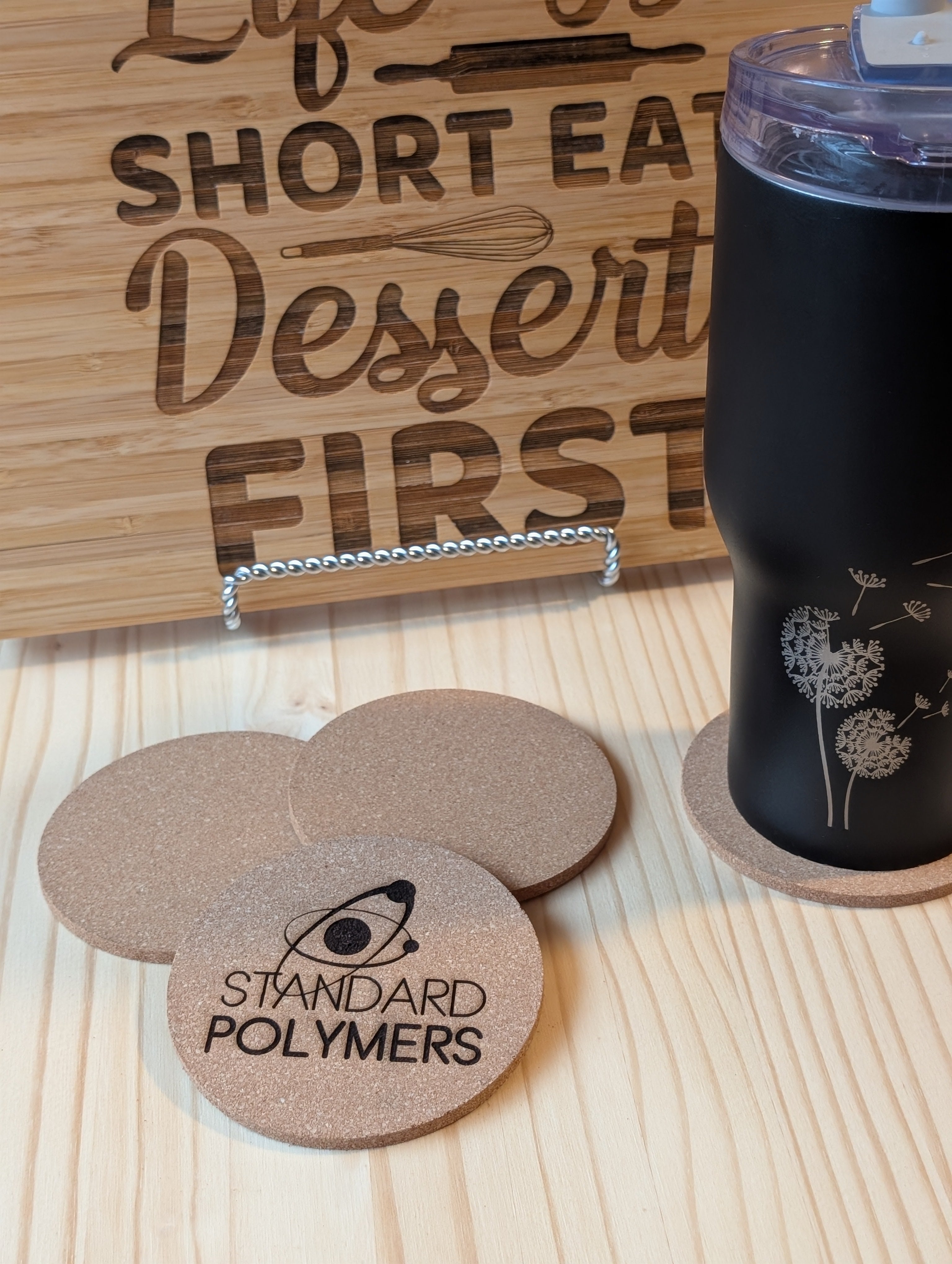 Personalized Cork Coaster - 4 Inch Round Engraved Absorbent Coaster